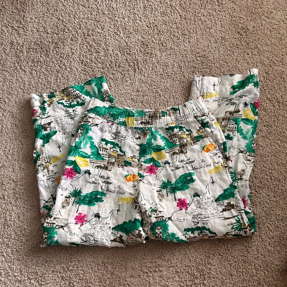 Tropical Print linen pants